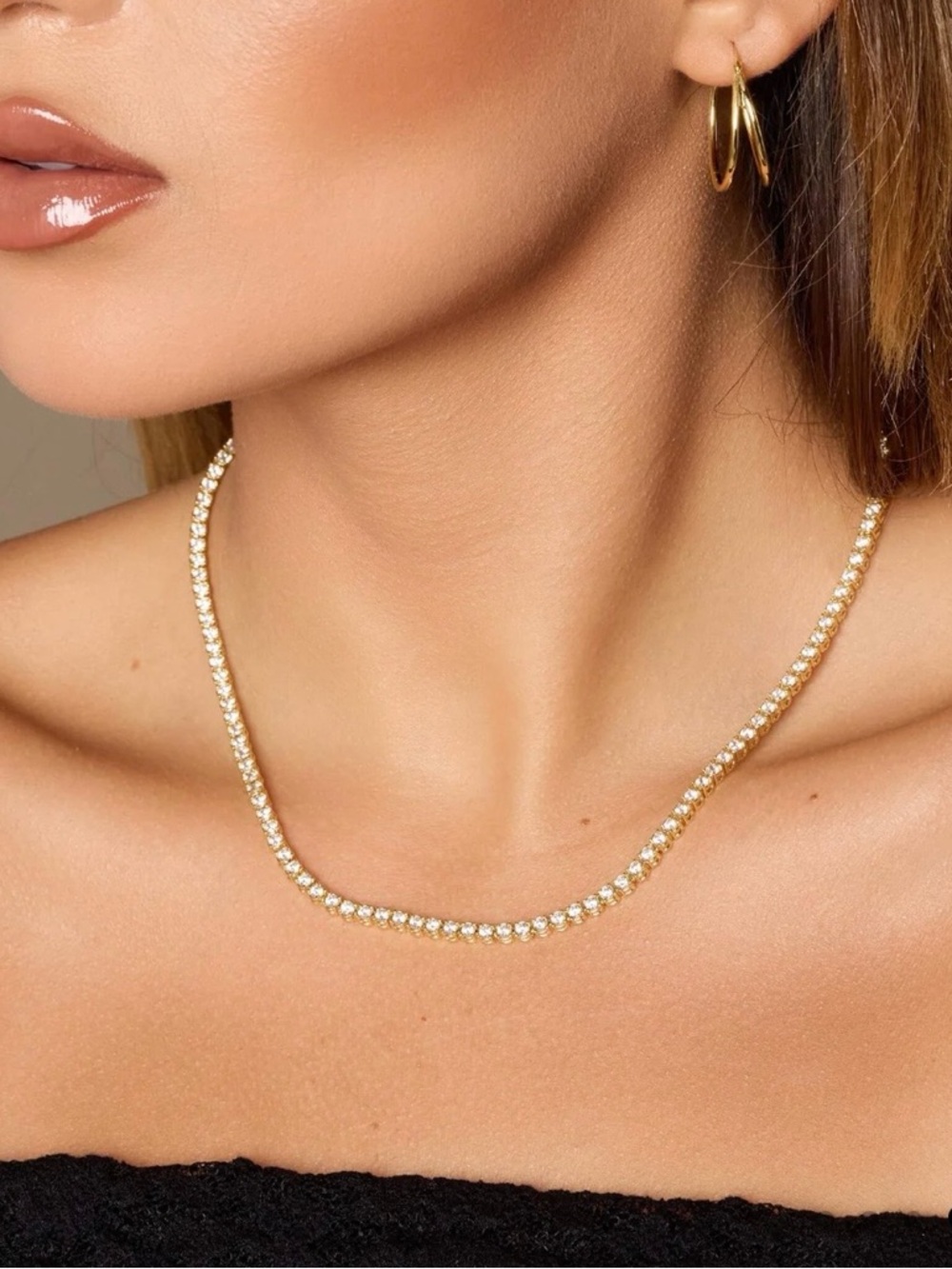 Jaxxon Women's Tennis ChainRound Cut 3mm Necklace